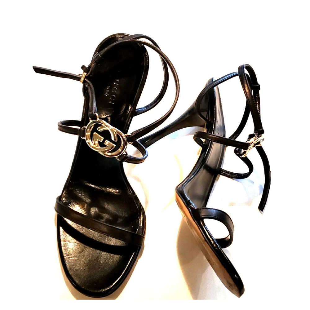 Classic Strappy Britt Nappa Gucci Sandals, Sz 7
